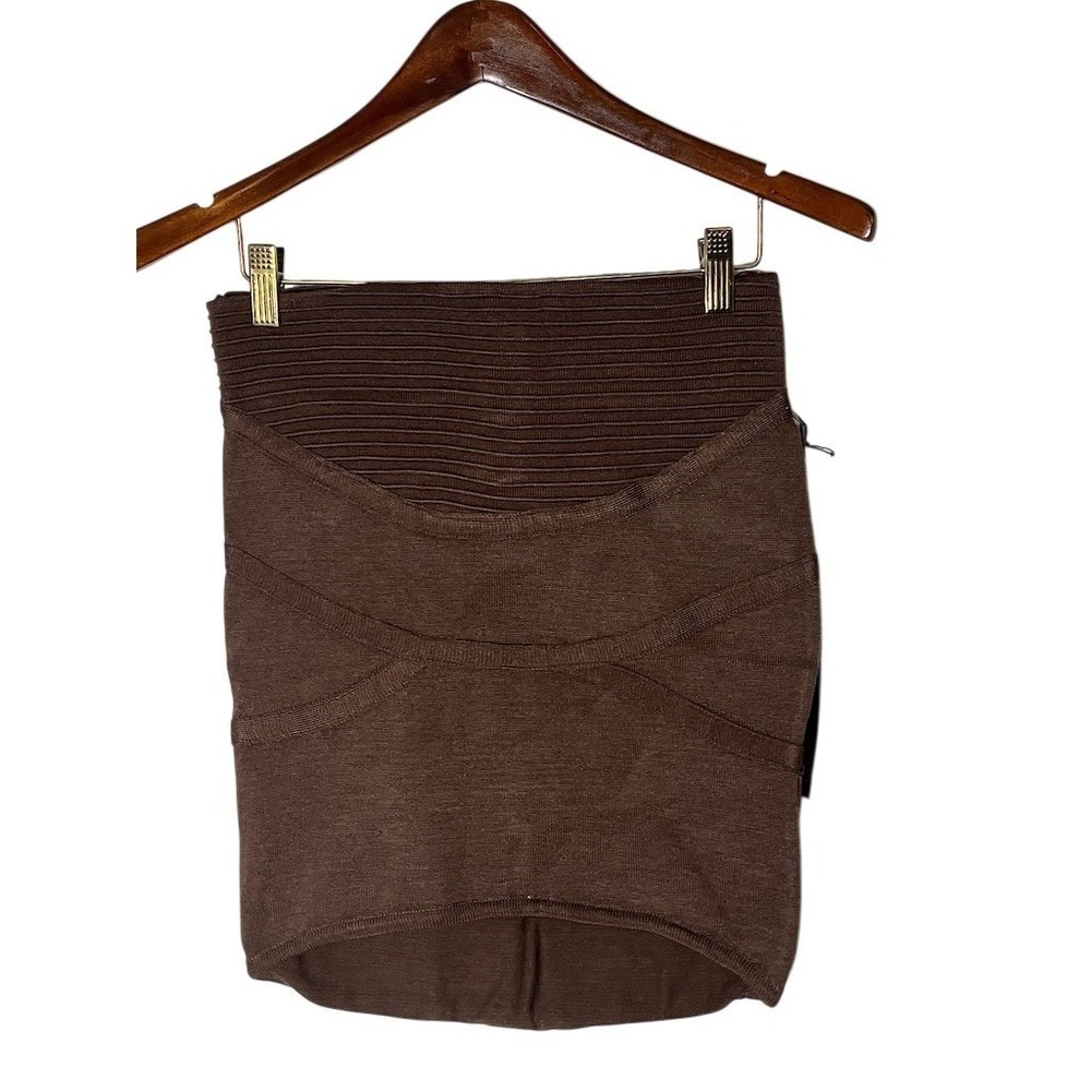 Poof Couture‎ Skirt Womens Size M Brown Bandage Bodycon Mini Back Zip